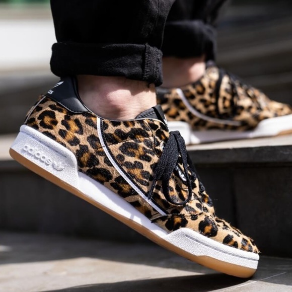 adidas continental leopard print